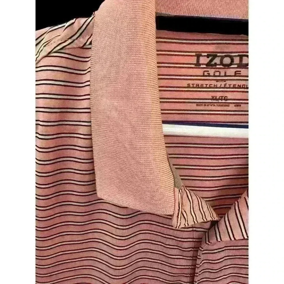 Izod Golf Shirt Mens XL Performance Polo Stretch Multicolor Striped Logo EUC - Picture 4 of 12